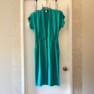 Michael Blair Vintage 1980’s Teal Button-Down Midi Dress